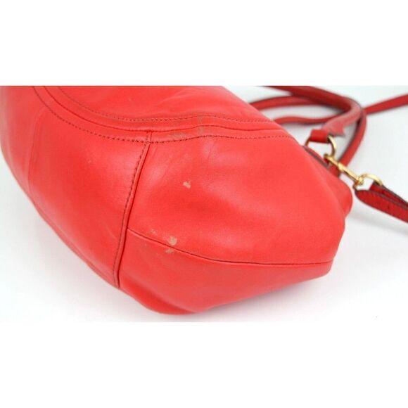 J.CREW RED GENUINE LEATHER THREE COMPARTMENTS HOBO SHOULDER BAG SATCHEL PURSE - Picture 6 of 16